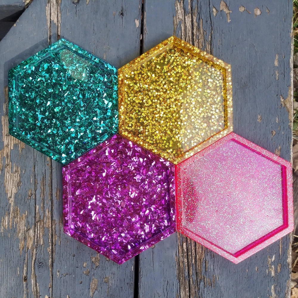 Coaster Set Handmade Sparkles - Picture 4 of 8
